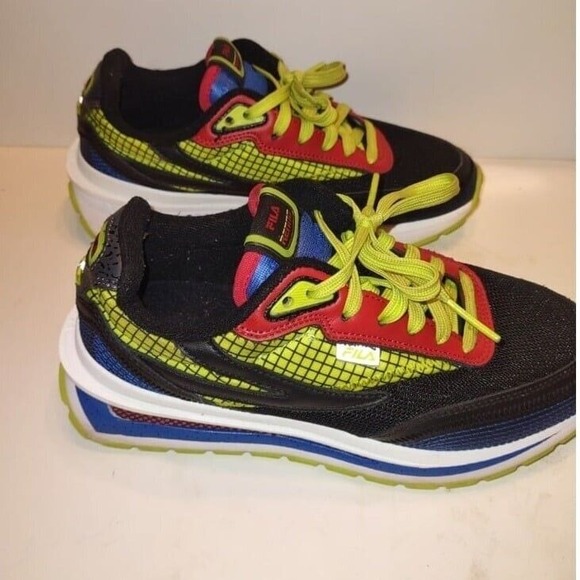 FILA Men's Renno 1911 Running Shoes 5.5 Black/Blue/Red/Green Sneakers Nearly New - Picture 3 of 4